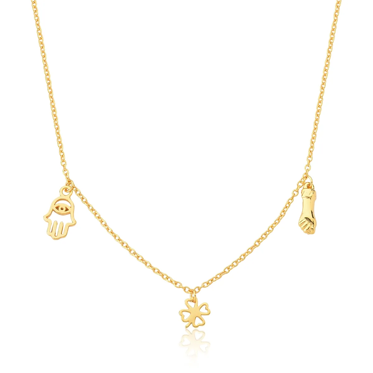 Gargantilha For me Mystic Chocker prata 925 dourada com pingentes místicos 37CM