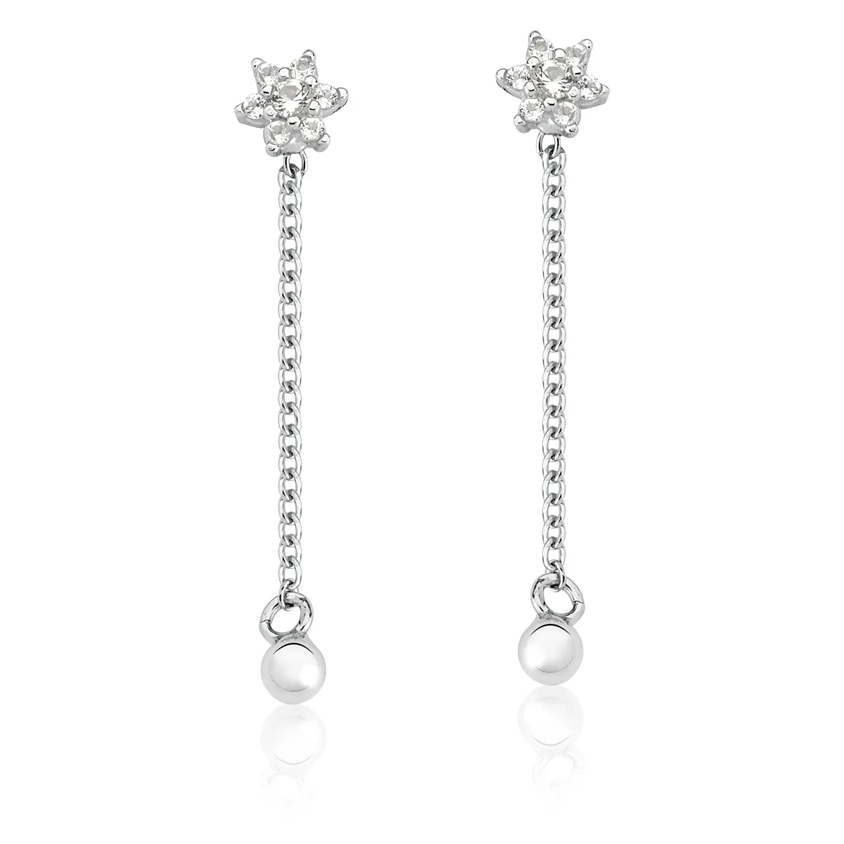 BRINCO DE PRATA 925 FLOR DE TOPÁZIO BRANCO COM CORRENTE-FOR ME