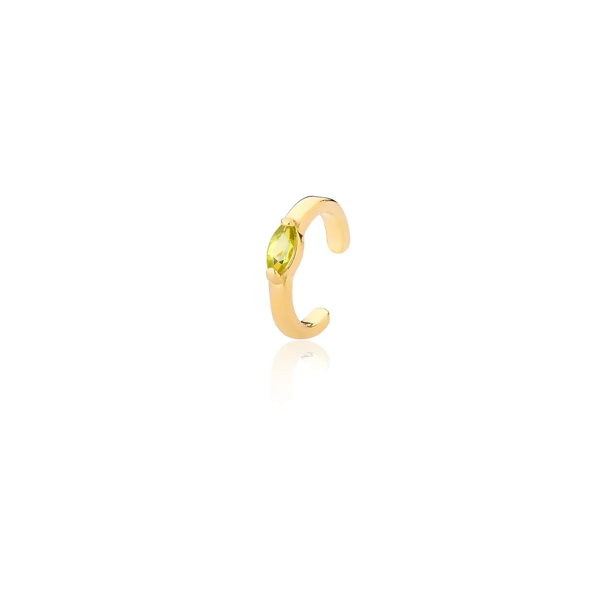 PIERCING DE ORELHA PRATA 925 COM BANHO DOURADO NAVETE DE PERIDOTO-FOR ME