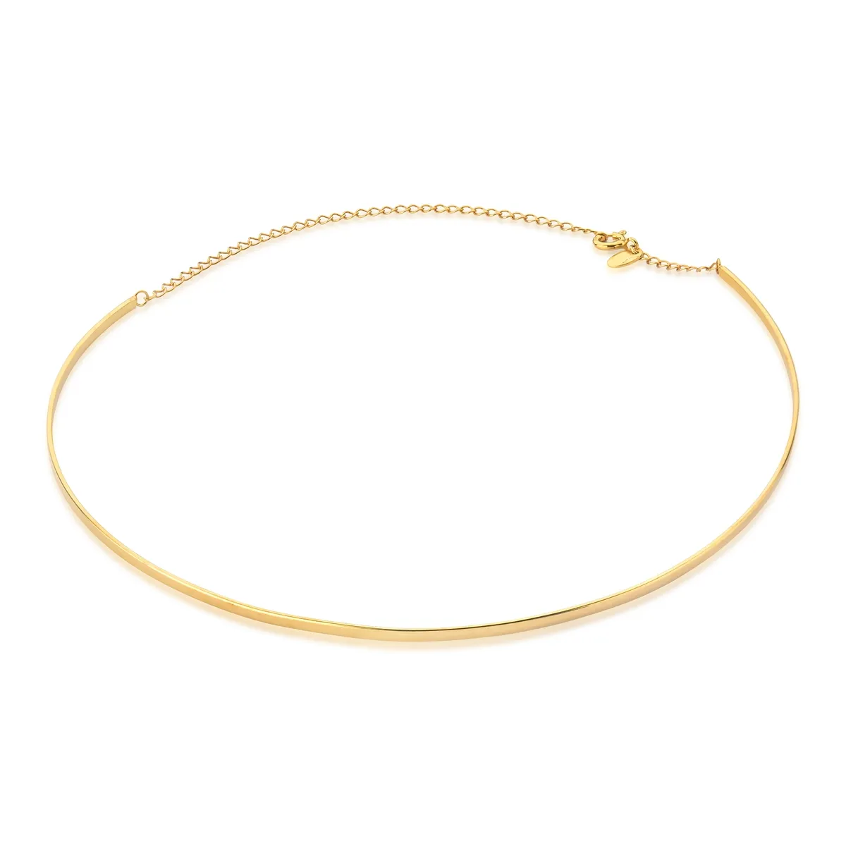 Gargantilha choker rígida 32cm prata 925 dourada For me