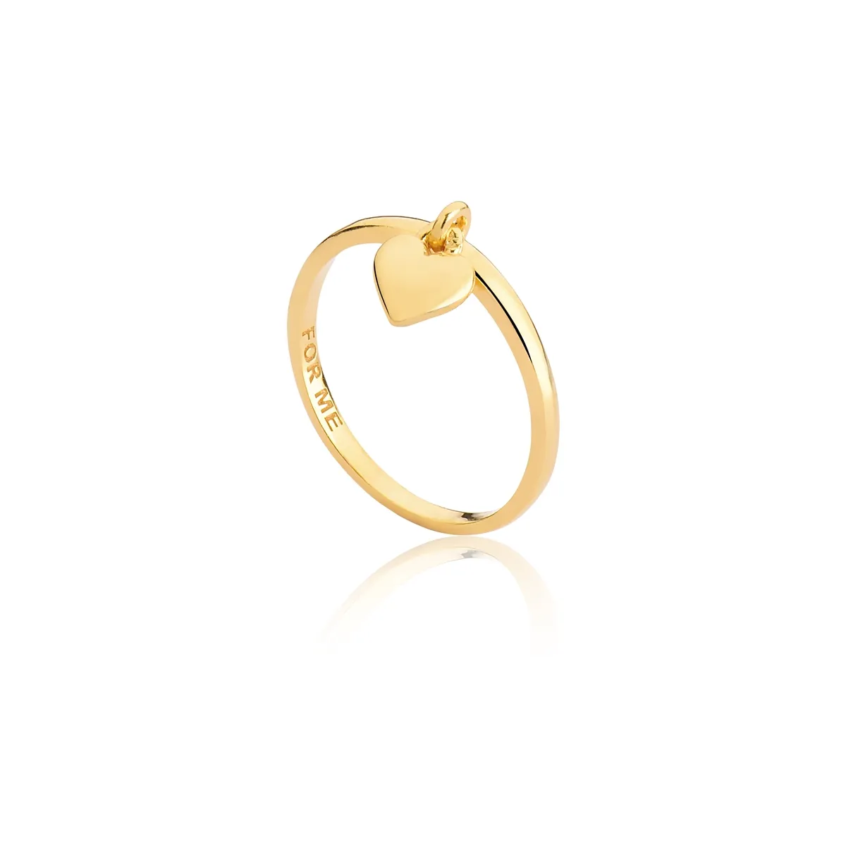 Anel pingente coração prata 925 banho dourado For me Pretty