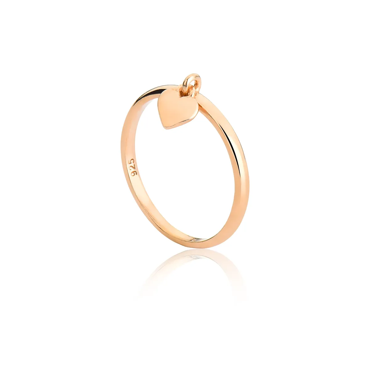 Anel pingente coração prata 925 banho rosé For me Pretty