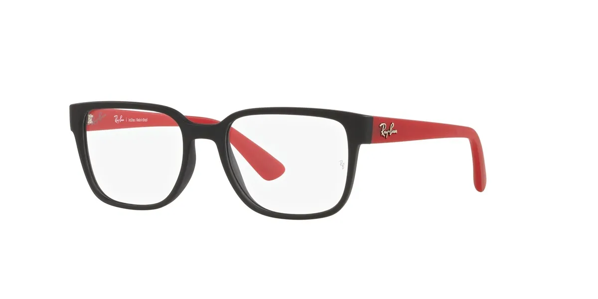 Óculos de Grau Infantil Ray-Ban Junior 0RY1602L 3843 48 Acetato Preto e Vermelho