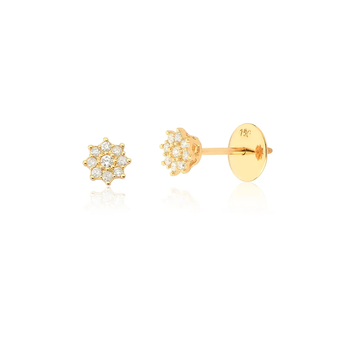 Brinco Soleil Stud ouro 18k sol com 18,4pts de Diamantes
