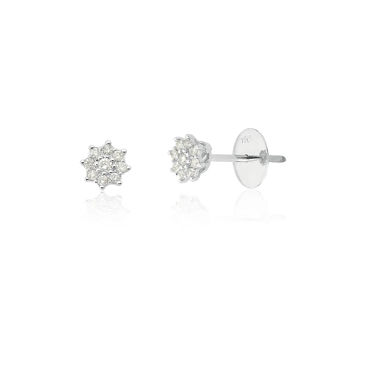 Brinco Soleil stud ouro branco 18k sol com 18,4pts de Diamantes