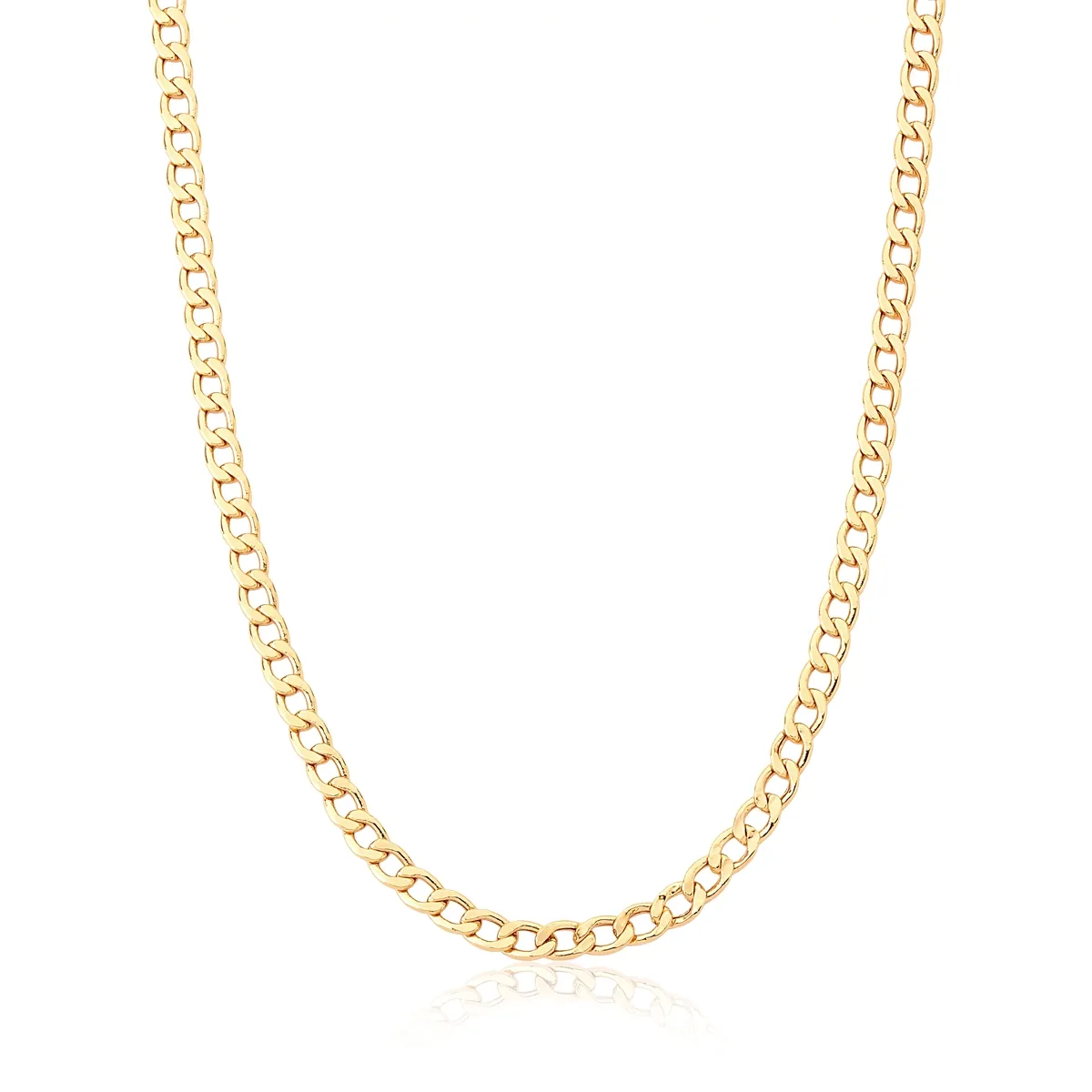 Corrente Elo Groumet 40cm oca polida ouro 18k fecho mosquetão