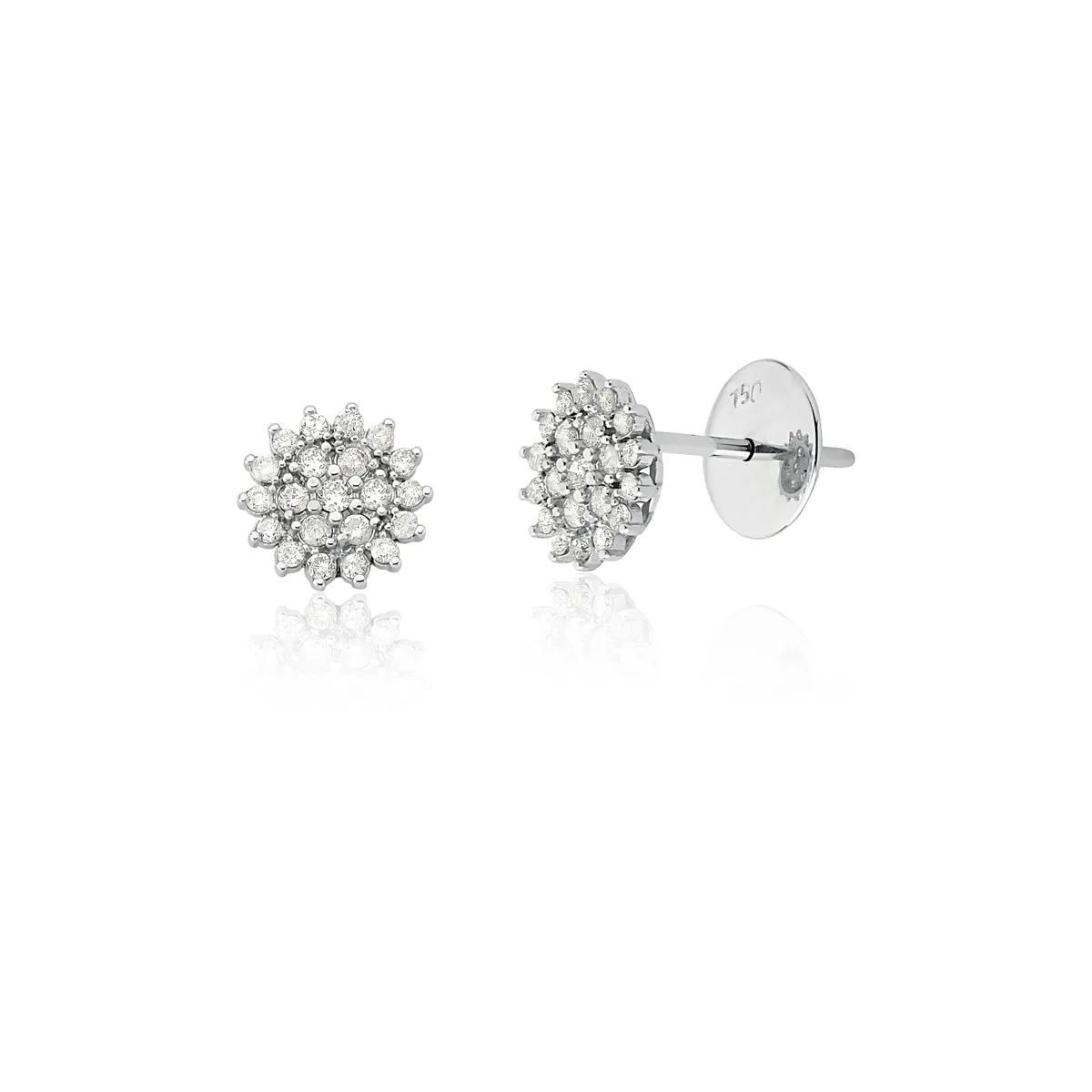 Brinco Soleil Stud ouro branco 18k sol cravejado de 26,8pts de Diamantes