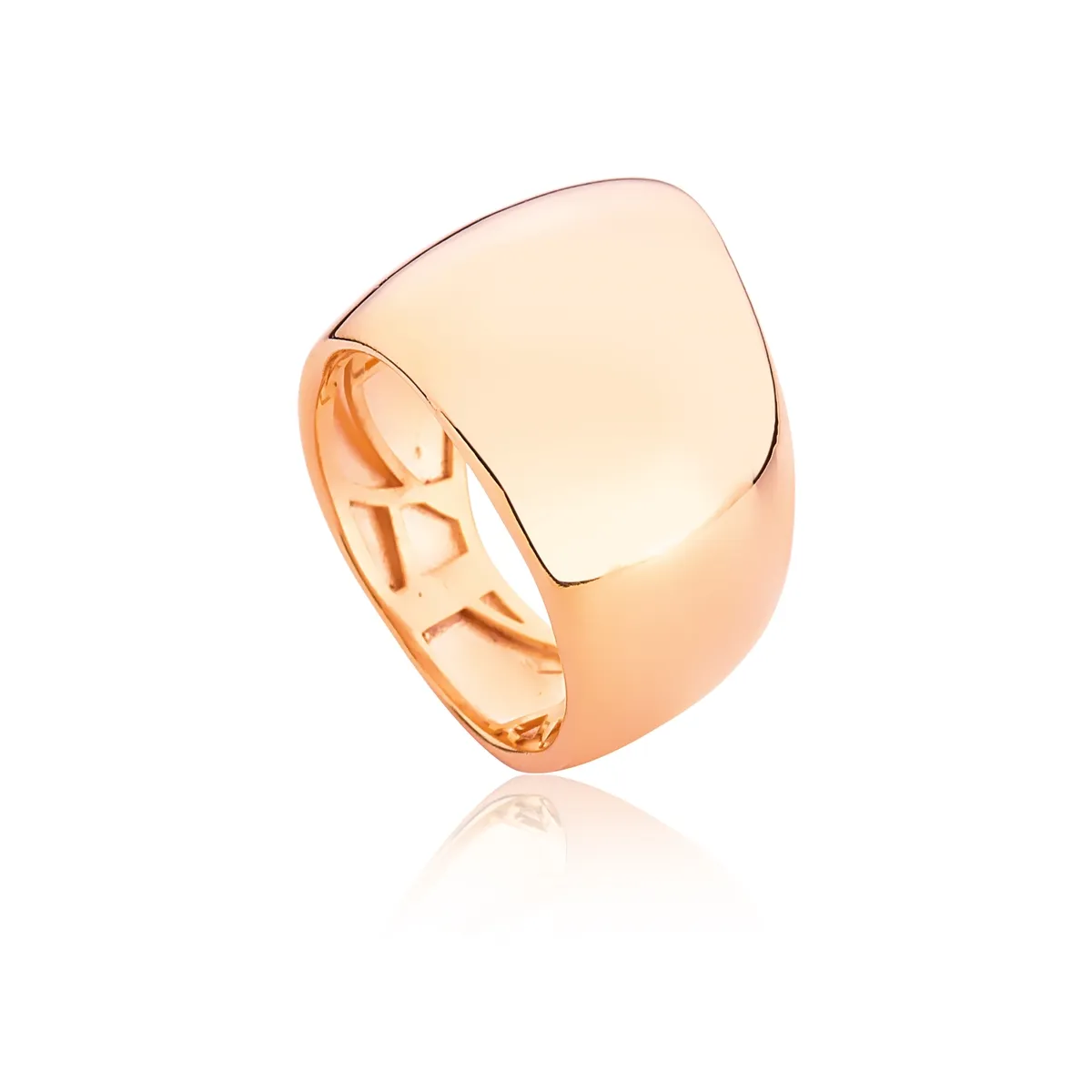 ANEL DE PRATA 925 COM BANHO ROSÊ LARGO ORGANIC 3 LISO POLIDO-COLEÇÃO INIZIO