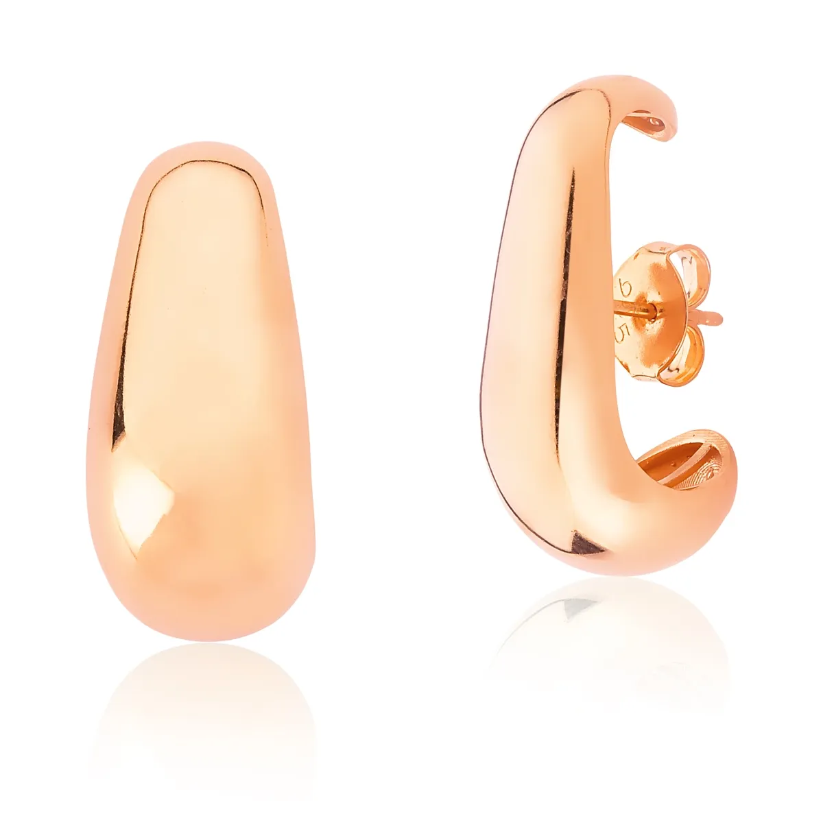 BRINCO DE PRATA 925 COM BANHO ROSÊ ORGANIC WHIP 2 LISO POLIDO-COLEÇÃO INIZIO