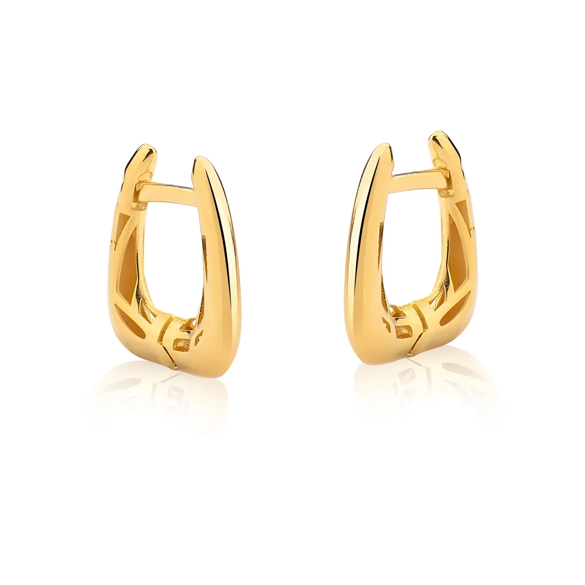 BRINCO DE PRATA 925 COM BANHO DOURADO ARGOLA P QUADRADA CLICK-COLEÇÃO INIZIO