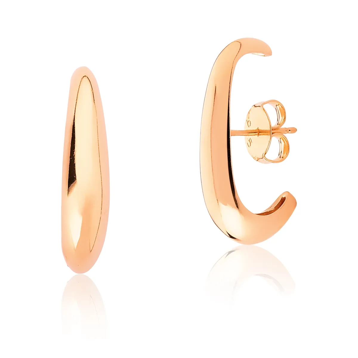 BRINCO DE PRATA 925 COM BANHO ROSÊ ORGANIC WHIP 1 LISO POLIDO-COLEÇÃO INIZIO