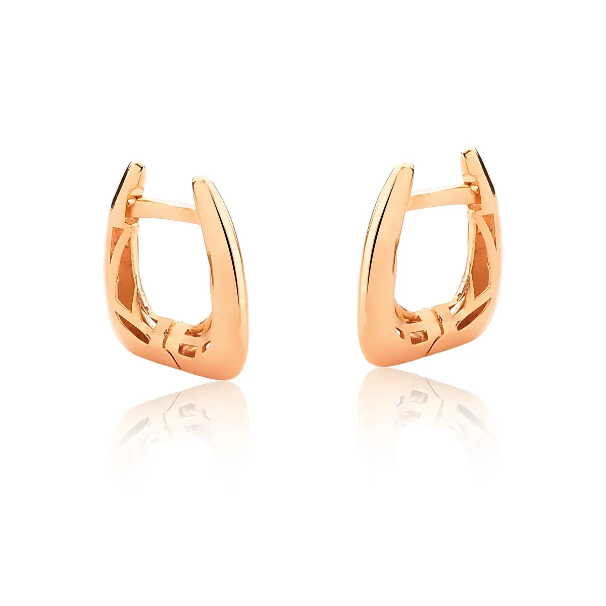 BRINCO DE PRATA 925 COM BANHO ROSÊ ARGOLA P QUADRADA CLICK-COLEÇÃO INIZIO