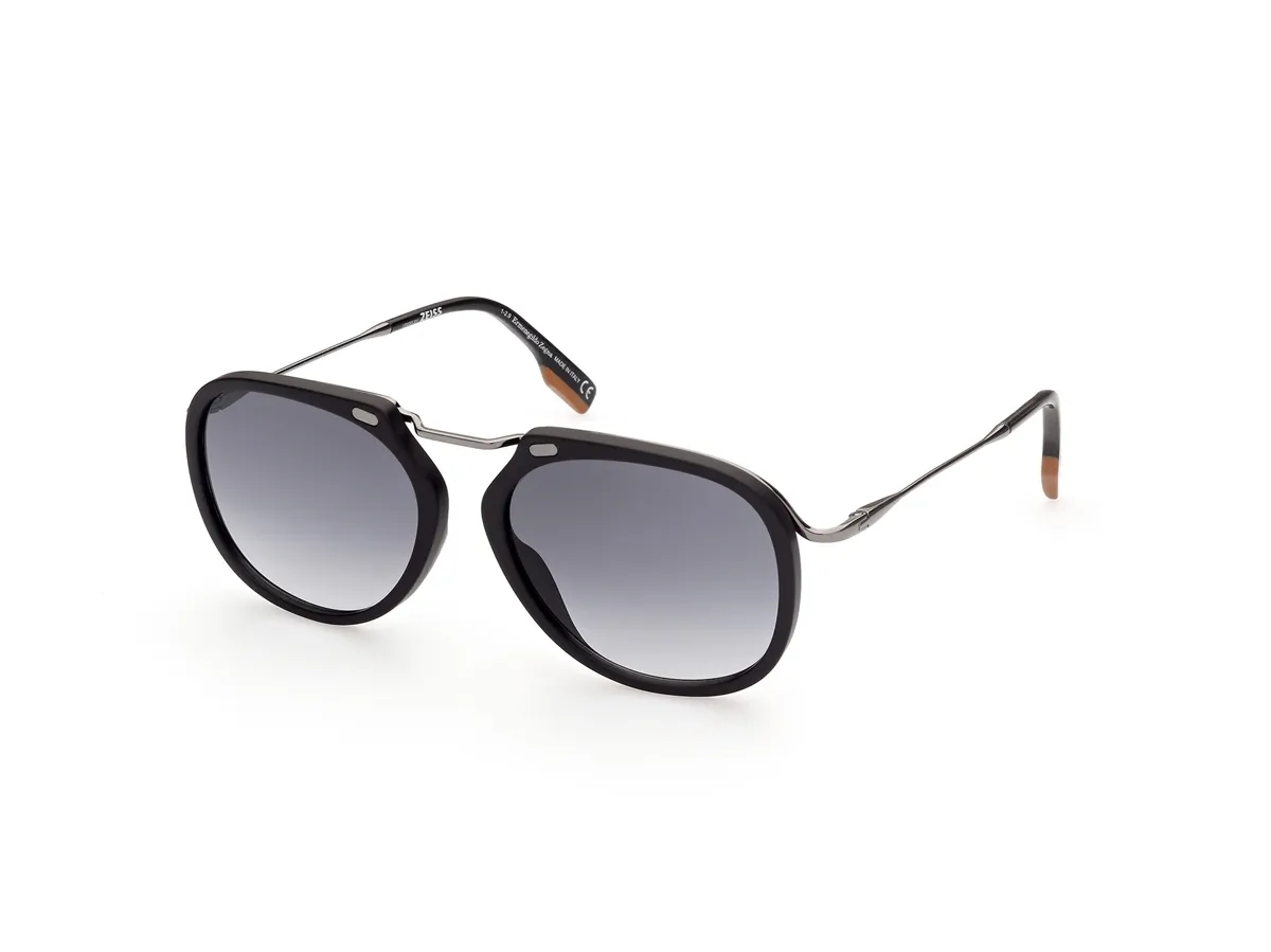 ÓCULOS DE SOL ERMENEGILDO ZEGNA METAL PRETO - EZ0164_5702B