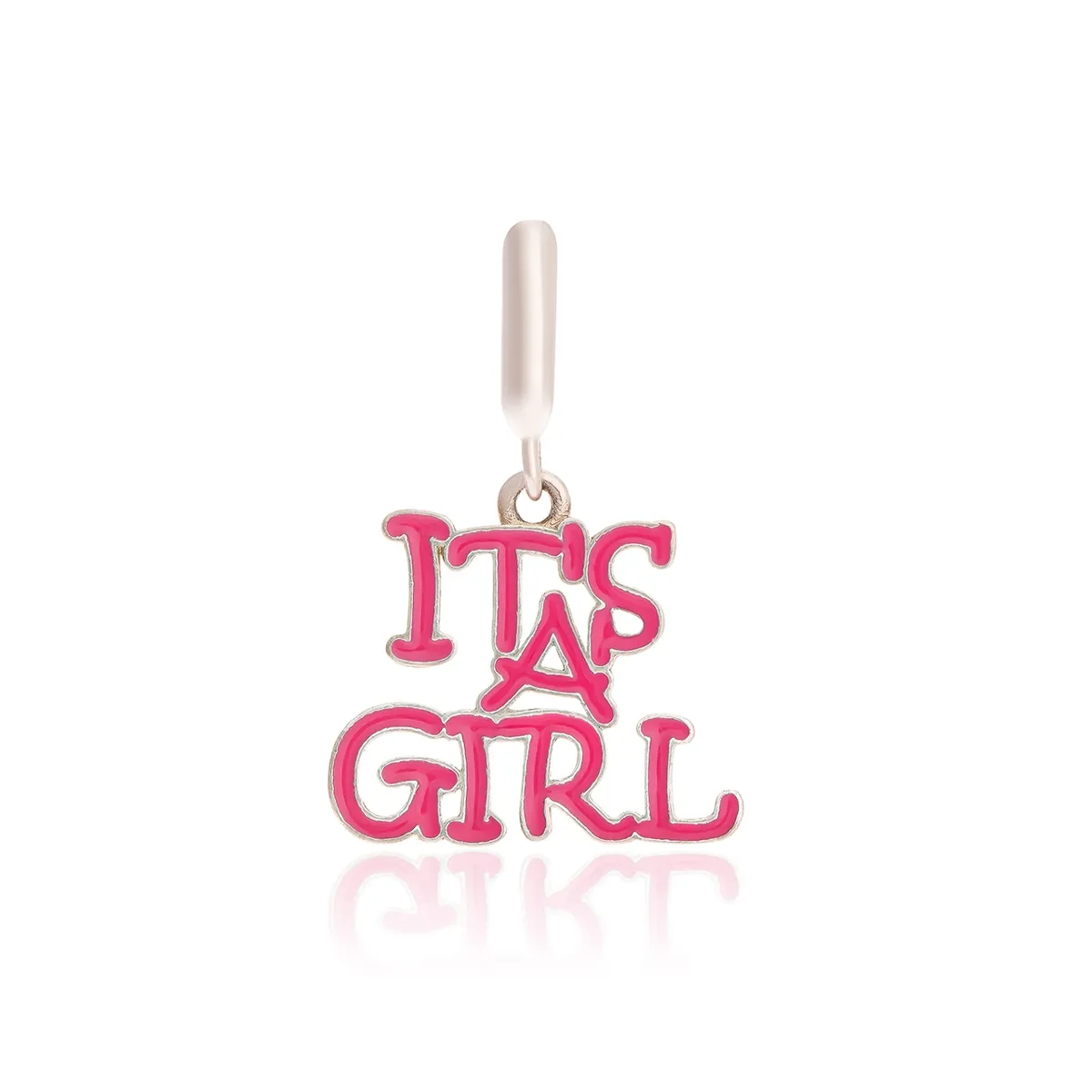PINGENTE DE PRATA 925 ITS A GIRL RESINA ROSA-FOR ME