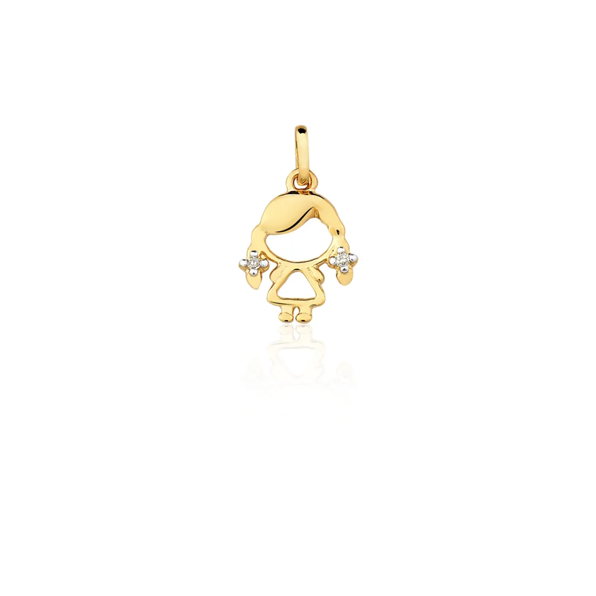 Pingente filhos ouro 18k menina com Diamante