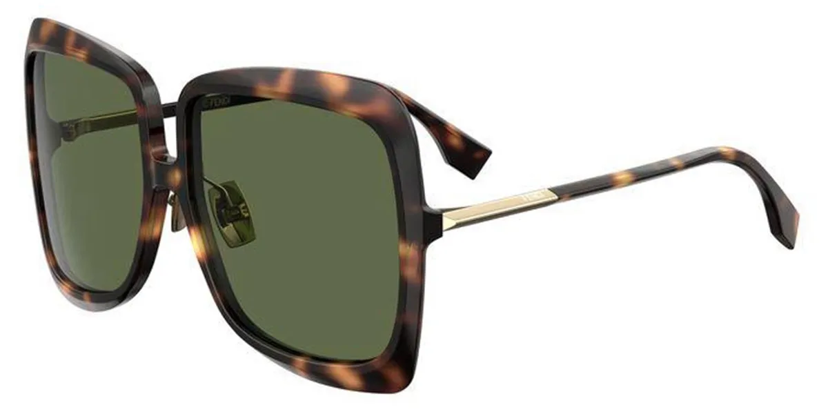 Óculos de Sol Fendi FF 0429/S 086 62QT Acetato Marrom Mesclado com lentes na cor Verde
