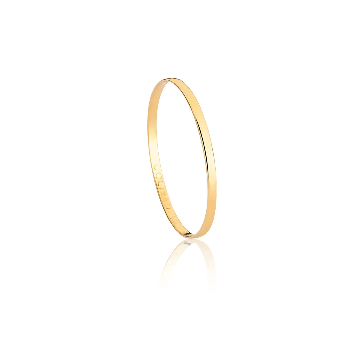 Aliança I Love You reta meia cana ouro 18k polida 1,1MM
