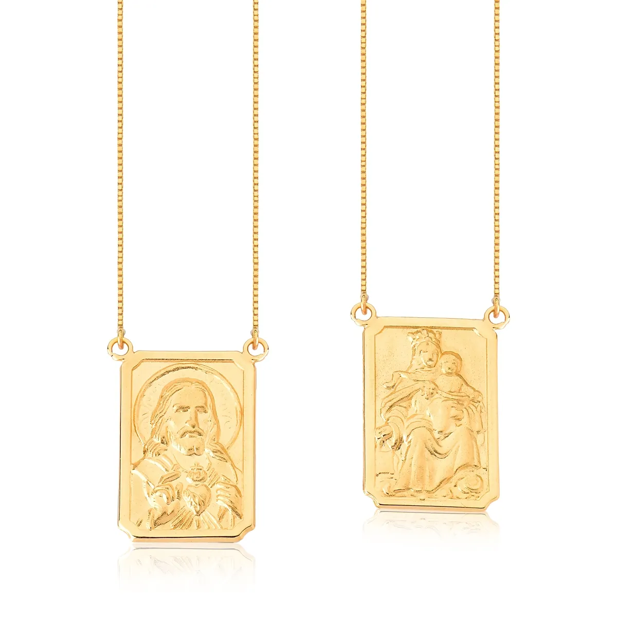Eacapulário de Ouro 18k Medalhas Ornato de N.S.do Carmo e S.C.de Jesus-Coleção Escapulários