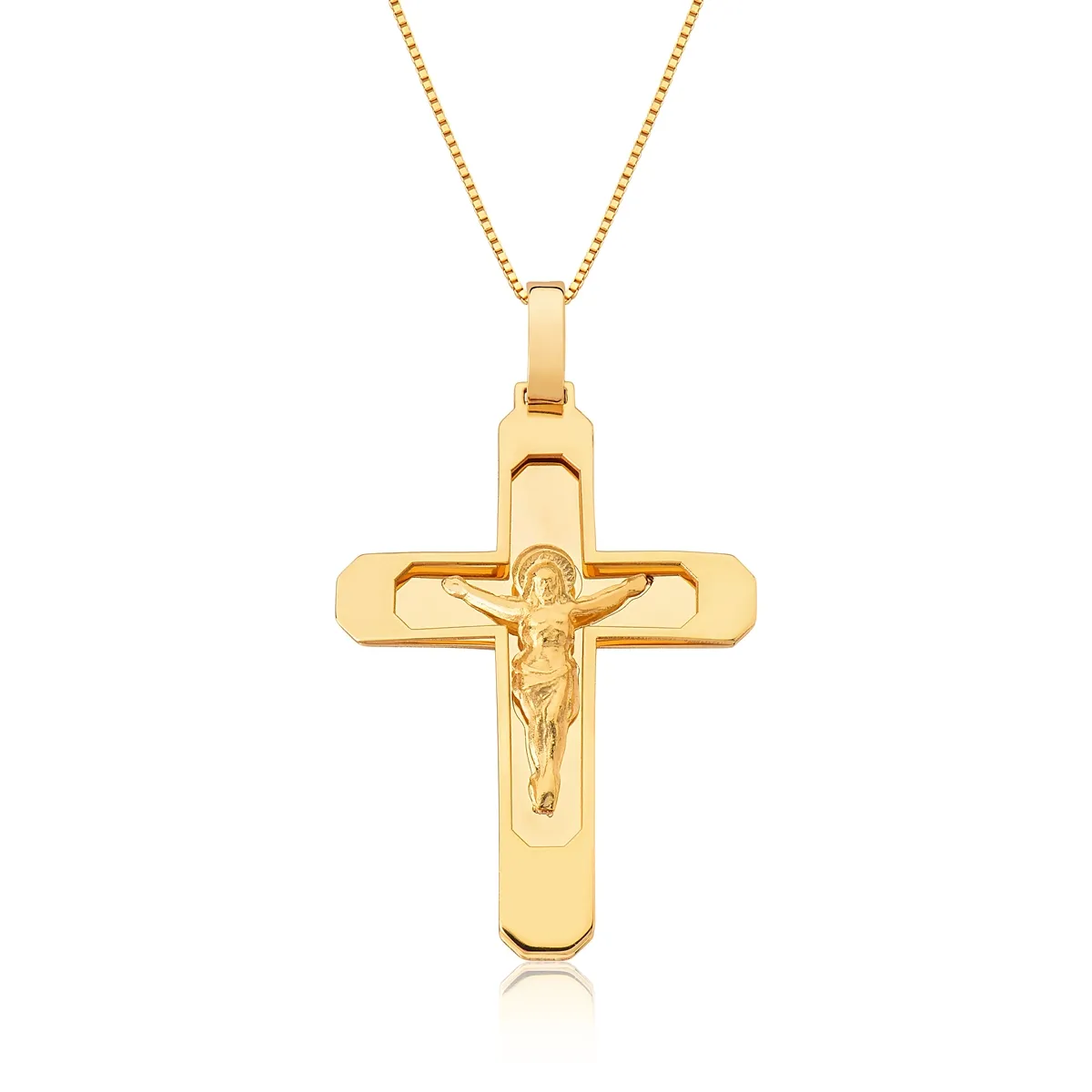 PINGENTE DE OURO 18K CRUCIFIXO CRUZ COM CRISTO