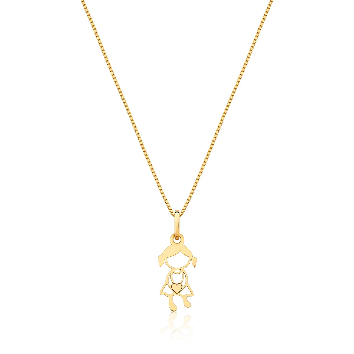 Pingente Essentials filhos menina ouro 18k com coração vazado