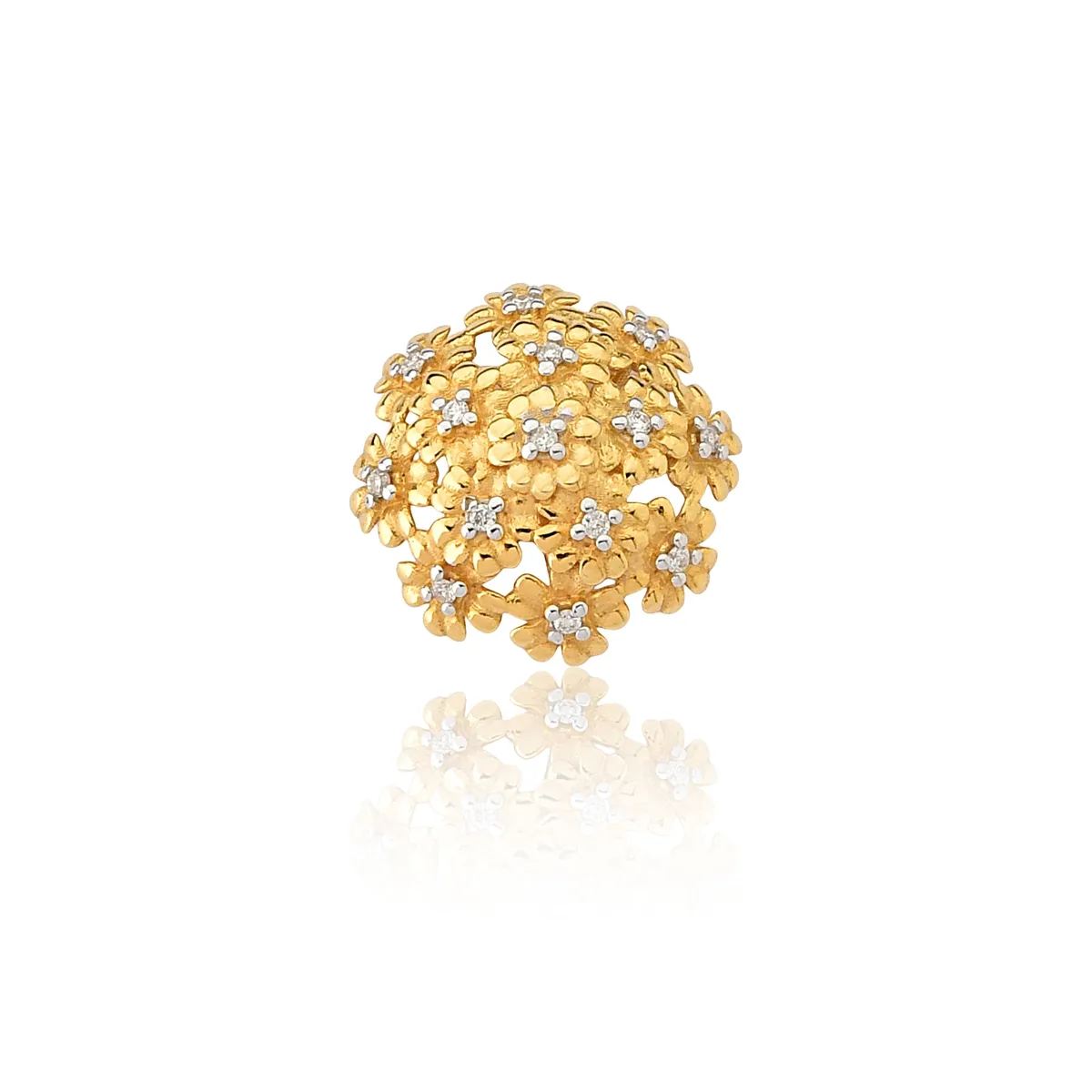Pingente buquê de flores com 7pts de Diamantes ouro 18k Coleção Jardim Secreto