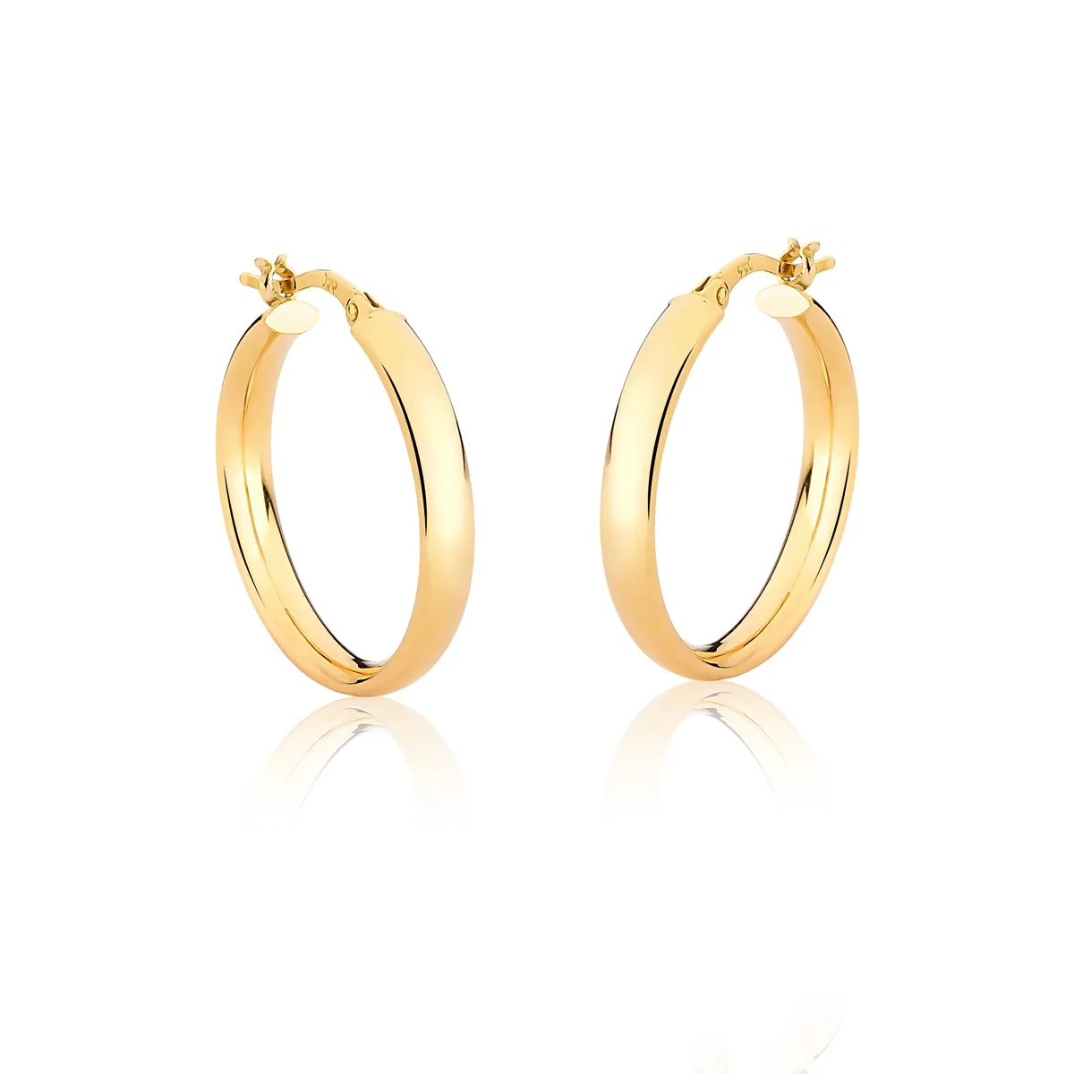 BRINCO DE OURO 18K ARGOLA MÉDIA LISA E POLIDA