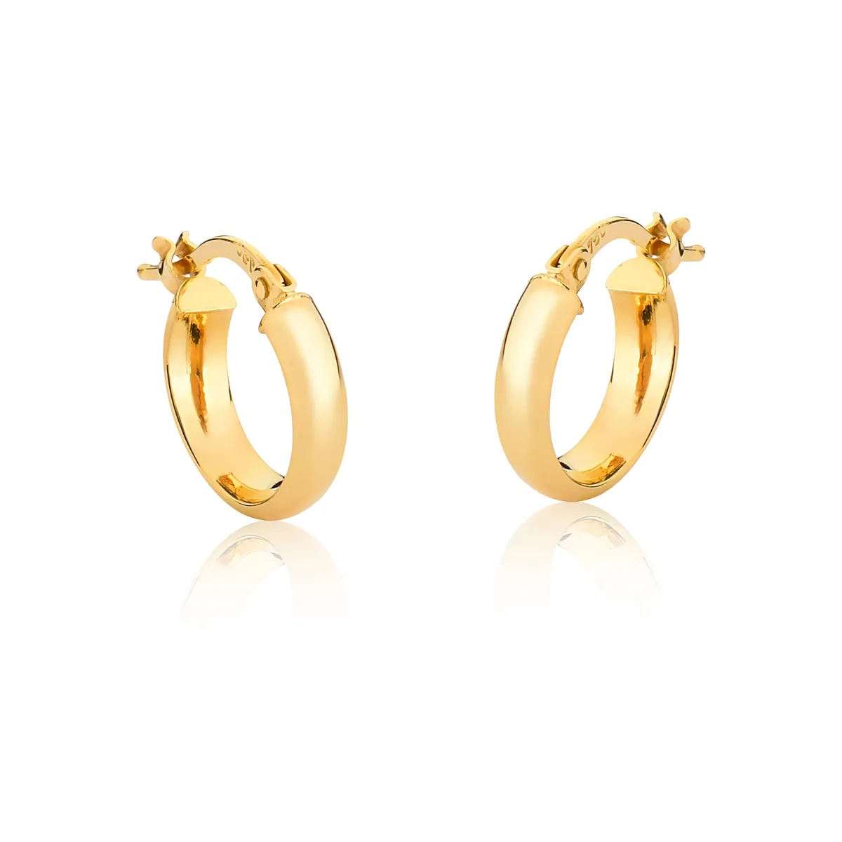 Brinco Essentials argola redonda click ouro 18k lisa polida