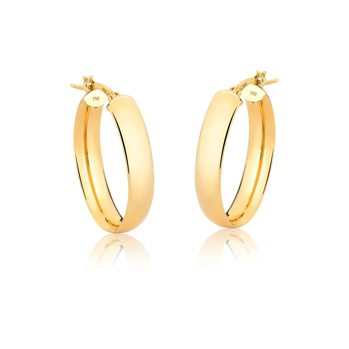 BRINCO DE OURO 18K ARGOLA OVAL LISA E POLIDA