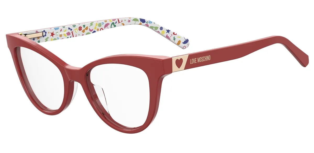 Óculos de Grau Love Moschino MOL576 C9A 5018 R Acetato Vermelho