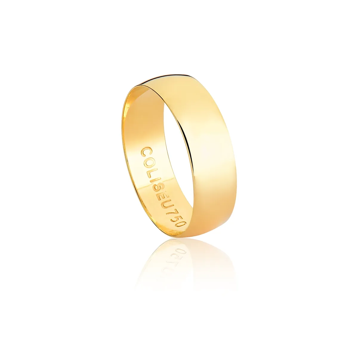 Aliança Only You reta meia cana ouro 18k polida 6MM