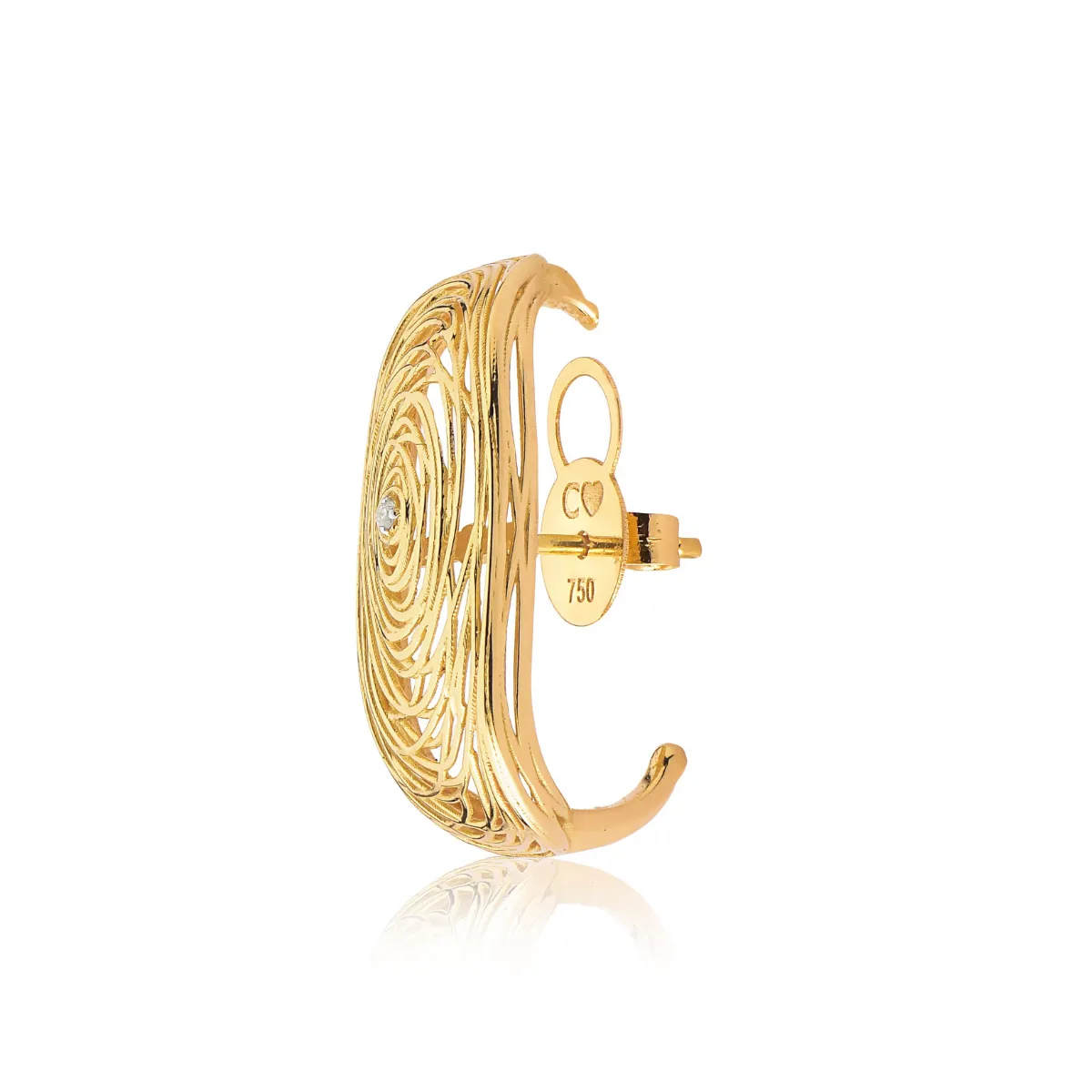 Brinco ninho meio par ouro 18k com Diamantes Coleção Nido