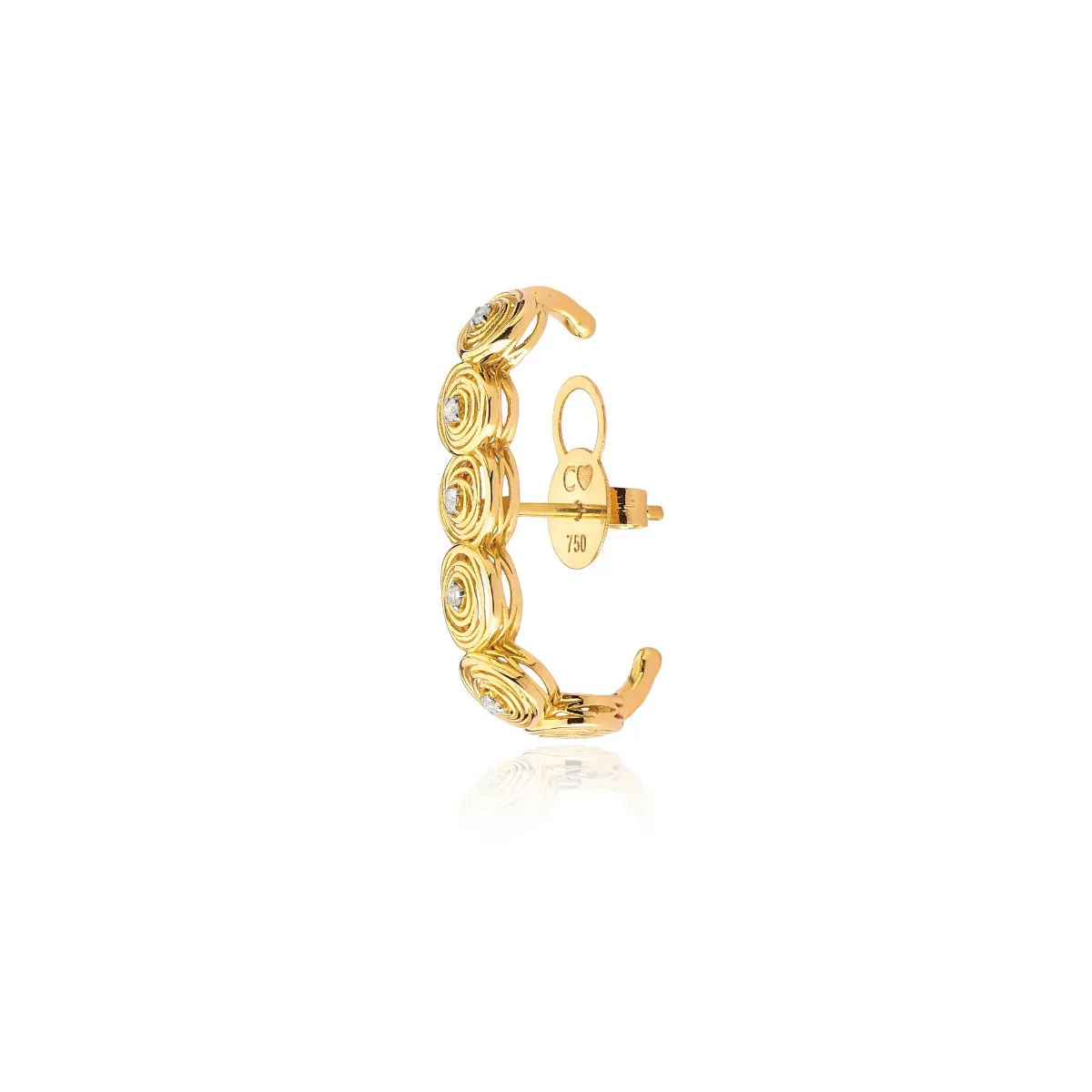 Brinco ninhos Ear Hook meio par ouro 18k com Diamantes Coleção Nido