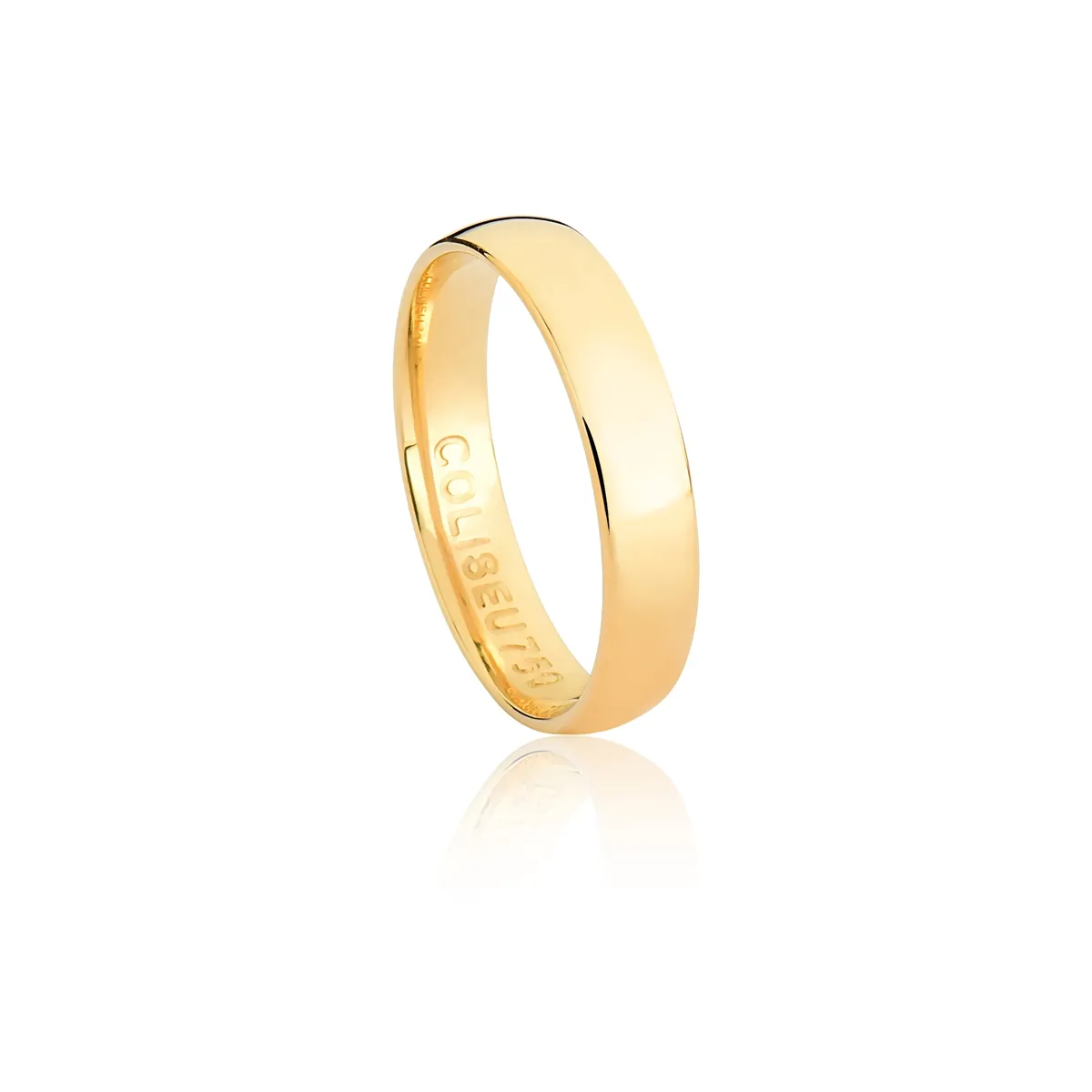 Aliança Emotion anatômica abaulada ouro 18k polida 4MM