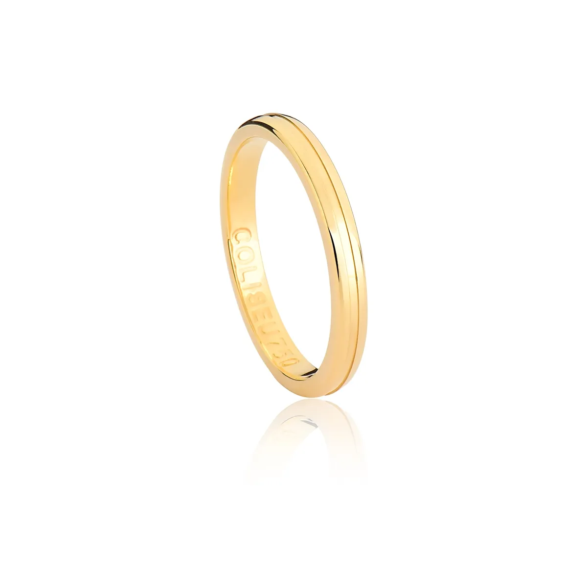 Aliança Romance meia cana com friso ouro 18k anatômica 2,5MM