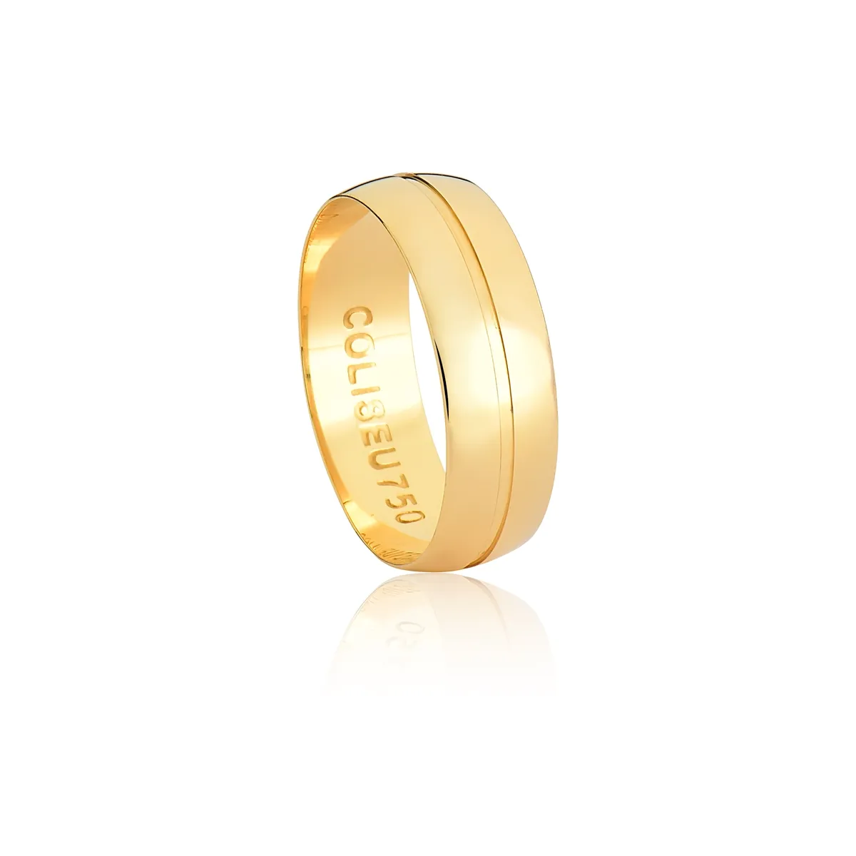 Aliança Toujours meia cana ouro 18k com friso polida 6MM