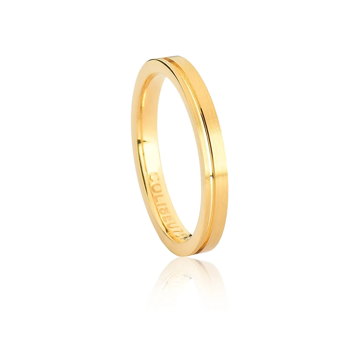 Aliança Tresor reta ouro 18k fosca com friso polido 3MM