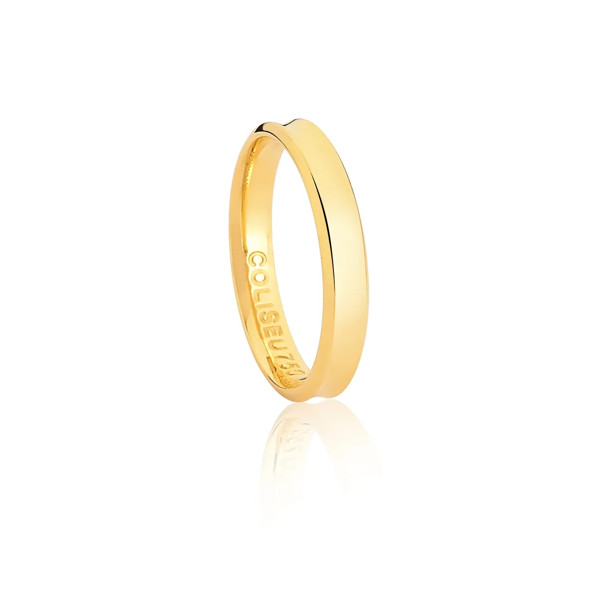 Aliança Amore côncava anatômica ouro 18k polida 3,5MM