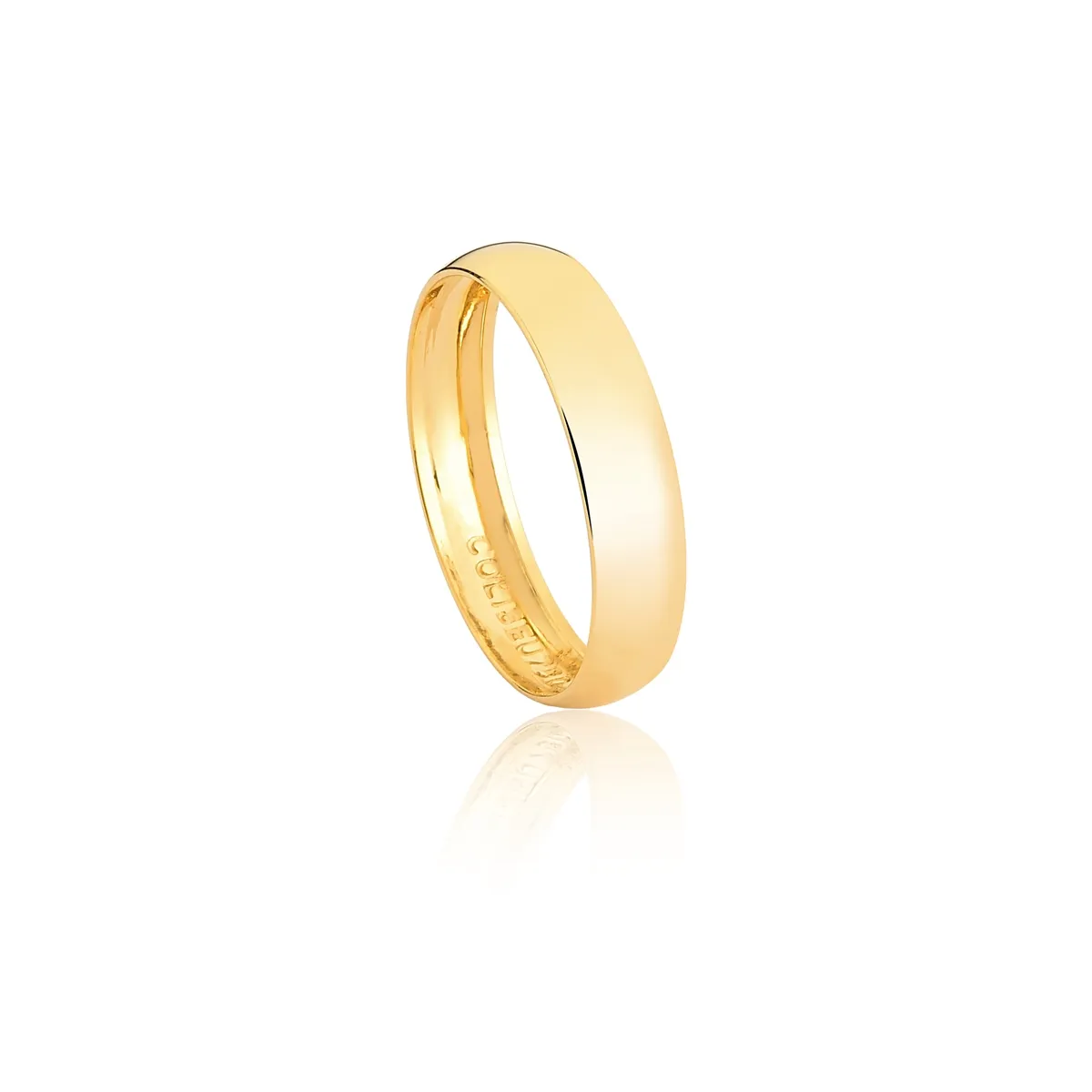 Aliança Amore Mio abaulada oca ouro 18k polida 4MM