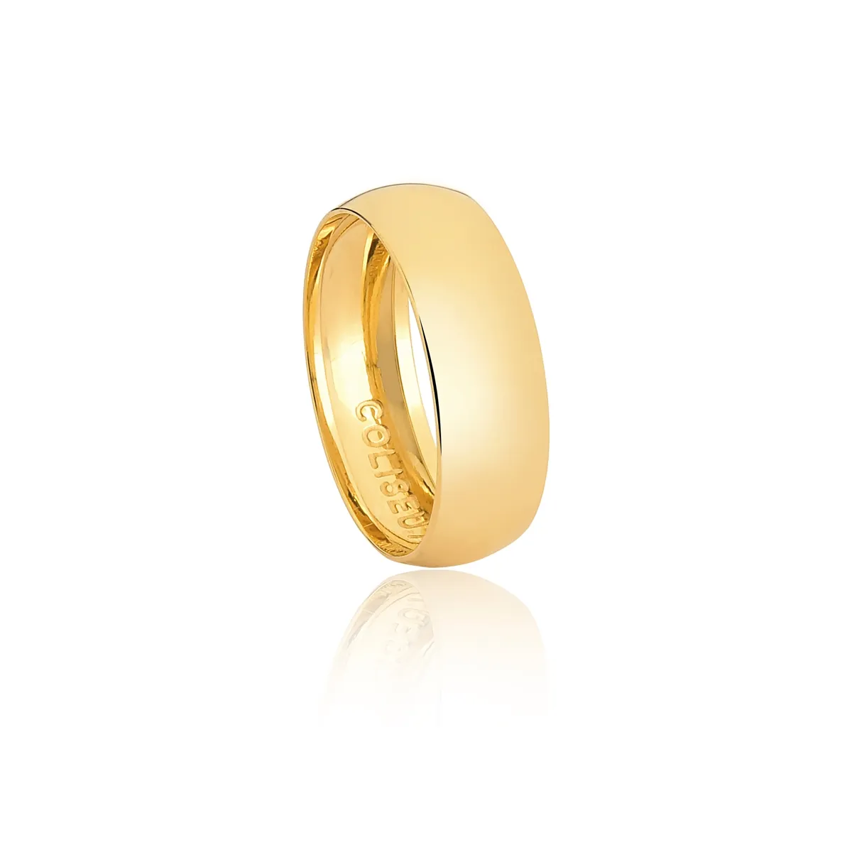 Aliança Amore Mio abaulada oca ouro 18k polida 6MM