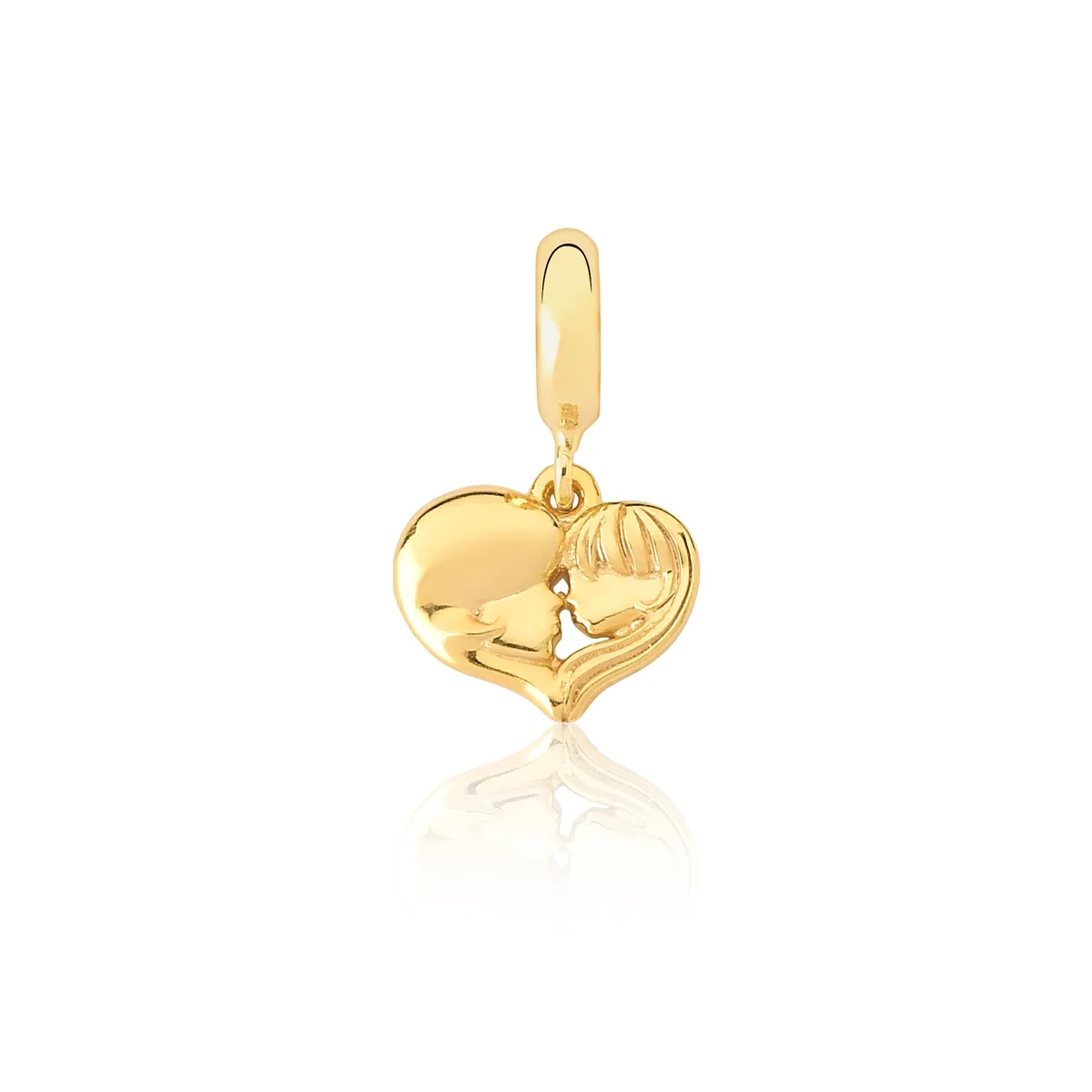 Pingente de Prata 925 Dourado Coração Faces Polido-For Me