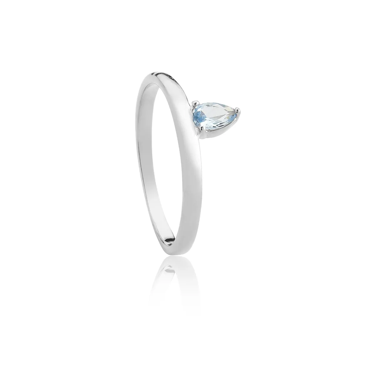 Anel gota de Zircônia azul claro prata 925 rodinada For me Auguri