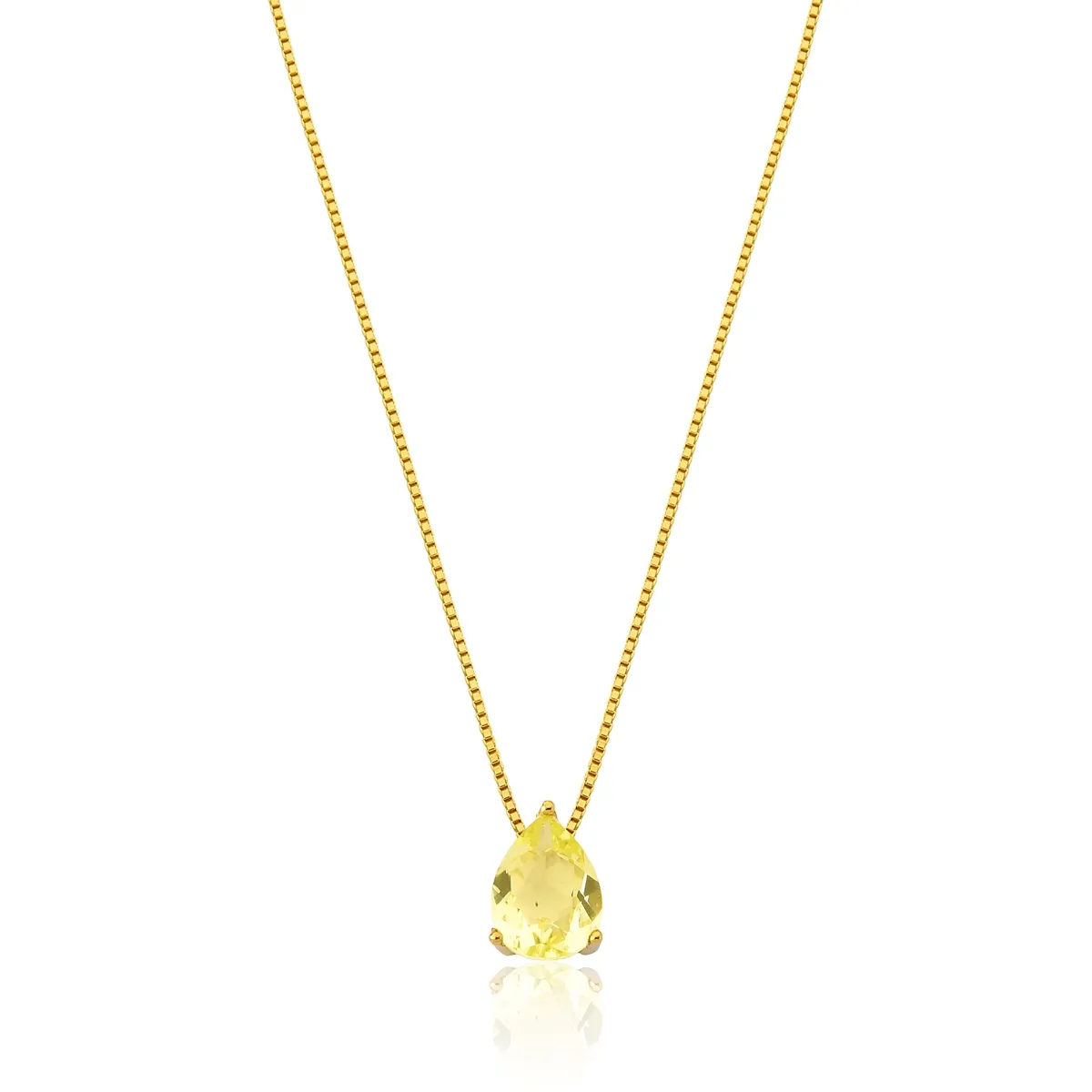 Colar de Prata 925 Dourado com Pingente Gota Green Gold-For Me