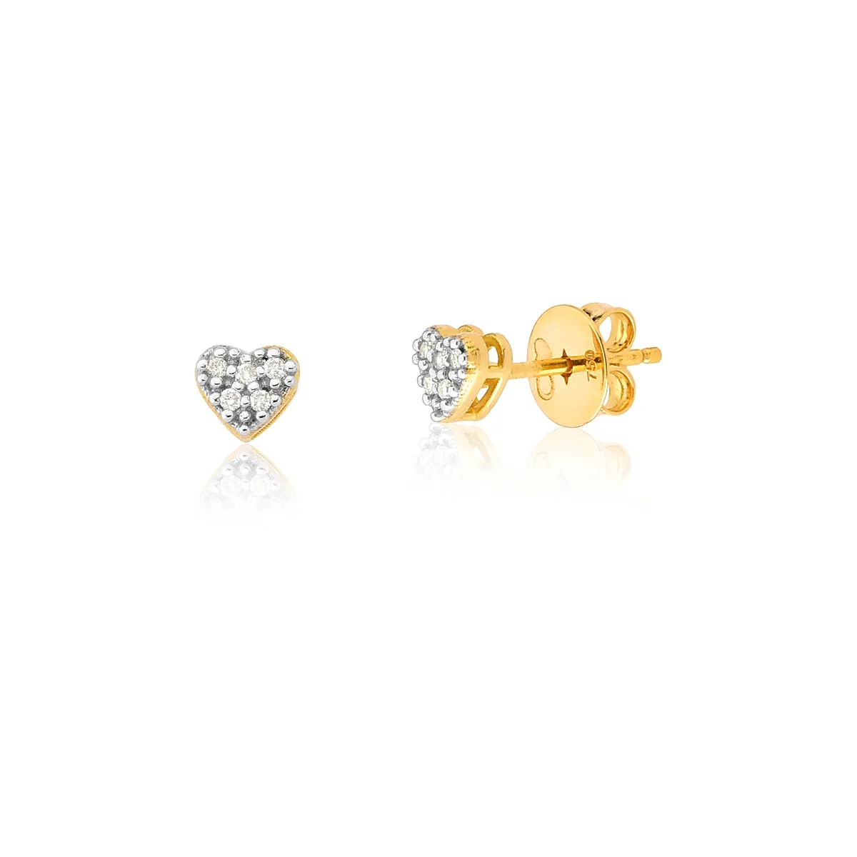 Brinco Gifts Stud coração ouro 18k com 4pts de Diamantes