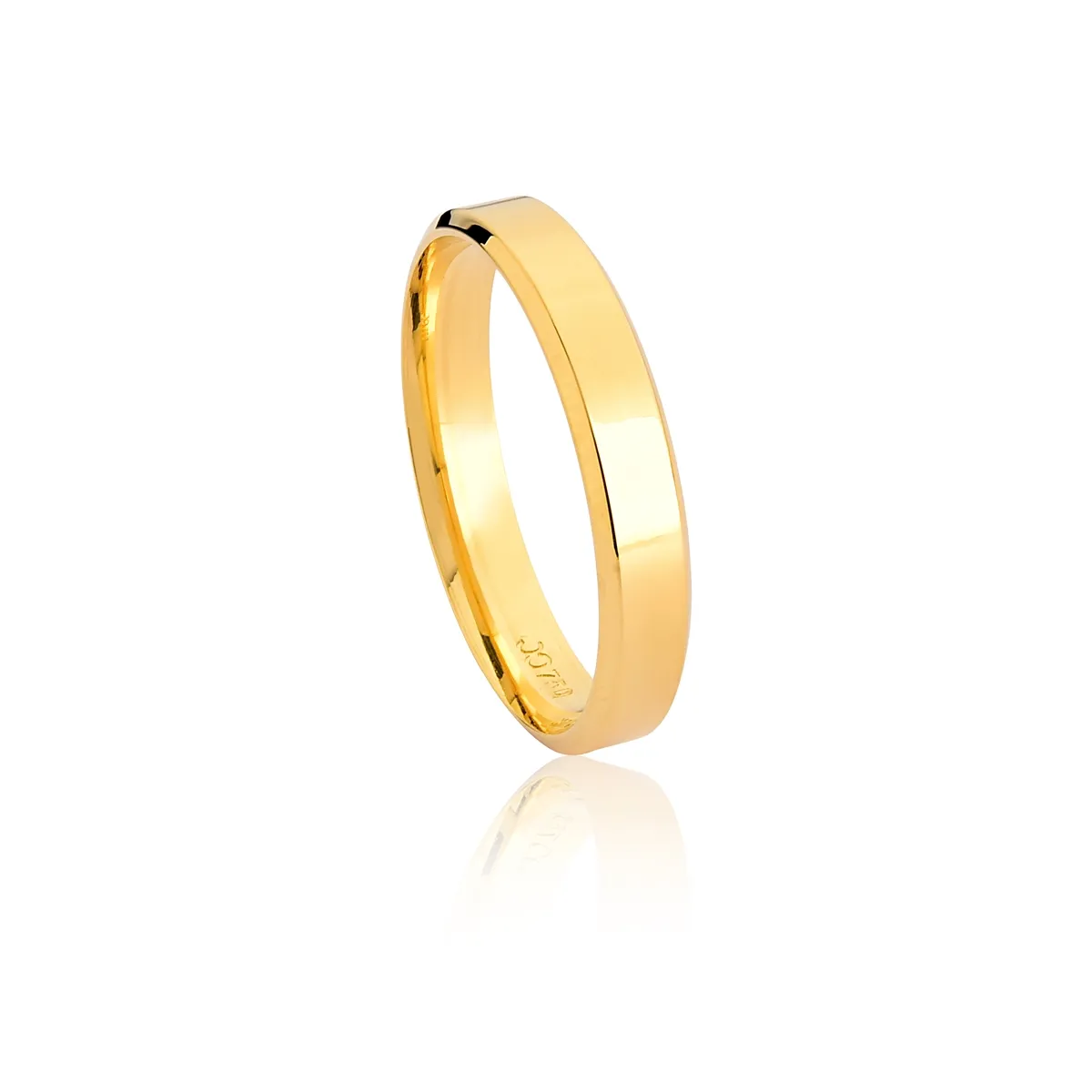 Aliança Opera anatômica meia cana borda chanfrada ouro 18k polida 3,8MM