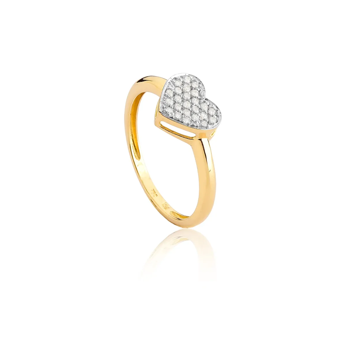 Anel  Ouro 18k coaração de 12pts de Diamantes Coleção Her Heart