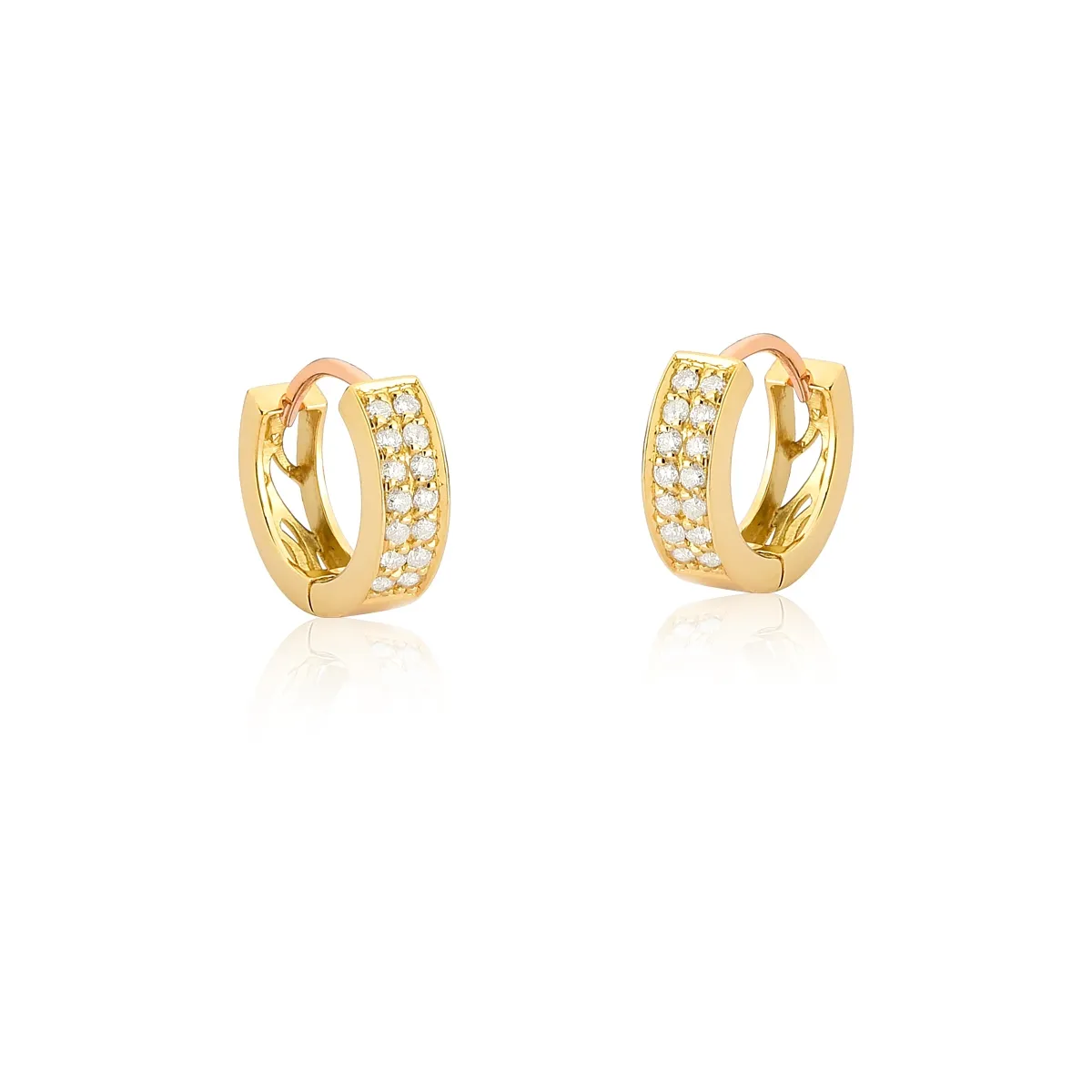 Brinco de Ouro 18k Argola Click com Pavê de Diamantes Rodinados-Coleção Pavês Adore