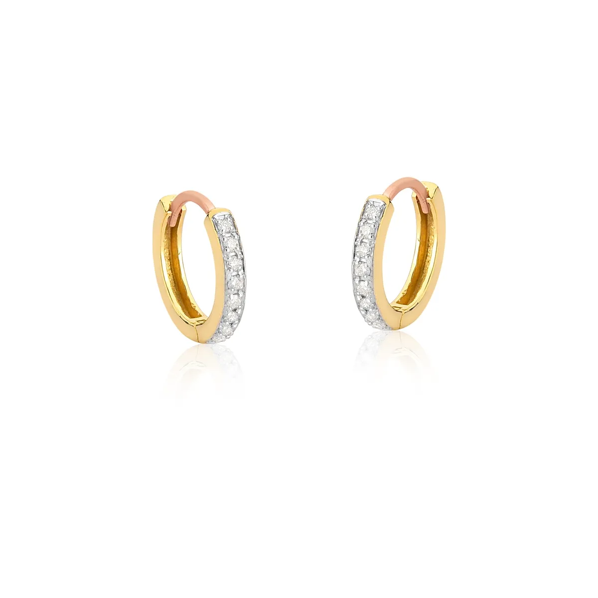 Brinco de Ouro 18k Argola Click com Diamantes Rodinados-Coleção Pavês Adore