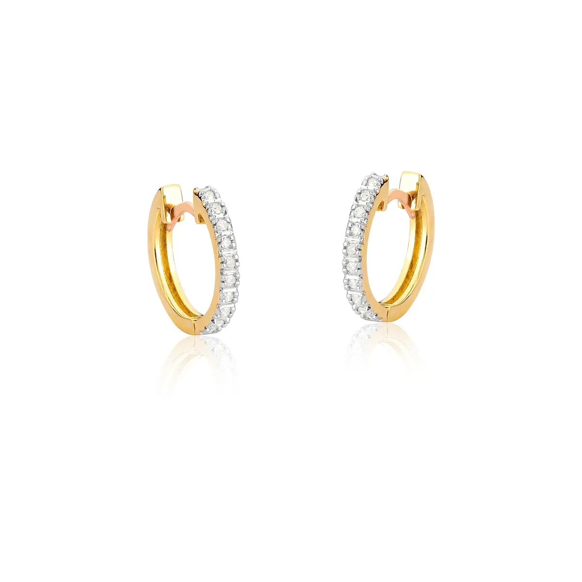 Brinco Ouro 18k argola click com Diamantes Coleção Pavês Adore