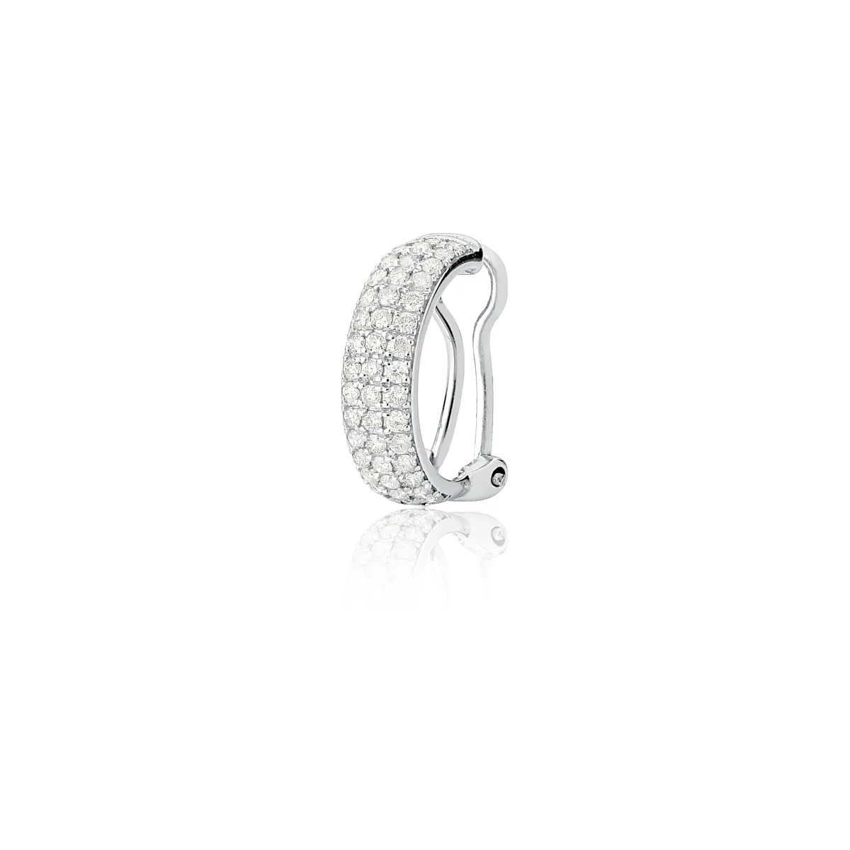 Piercing de Orelha Ouro Branco 18k Pavê de Diamantes Rodinados