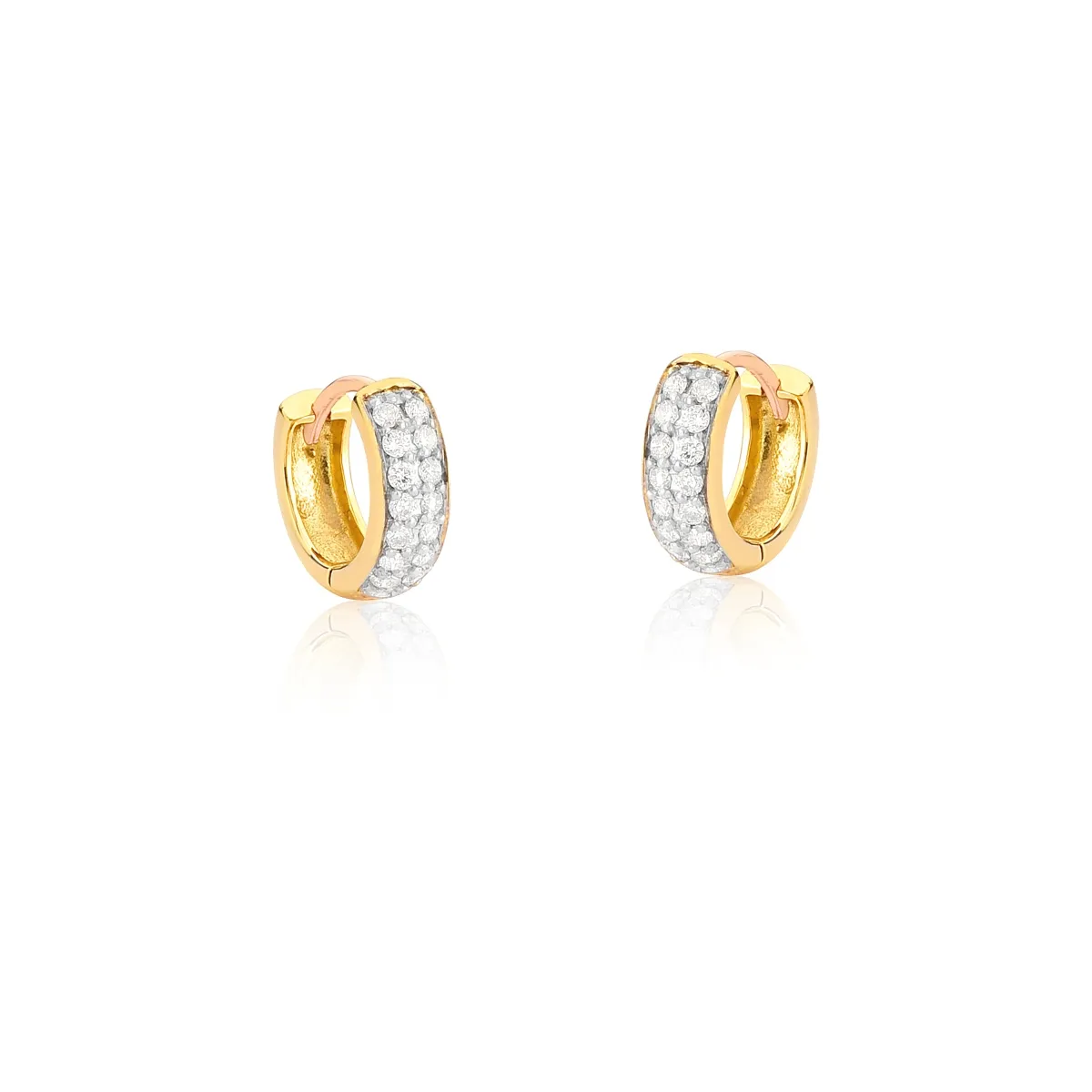 Brinco de Ouro 18k Argola Click Pavê de Diamantes Rodinados-Coleção Pavês Adore
